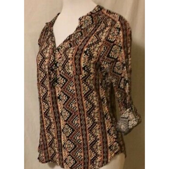 G Collection Large peach & navy blue blouse - Picture 2 of 7